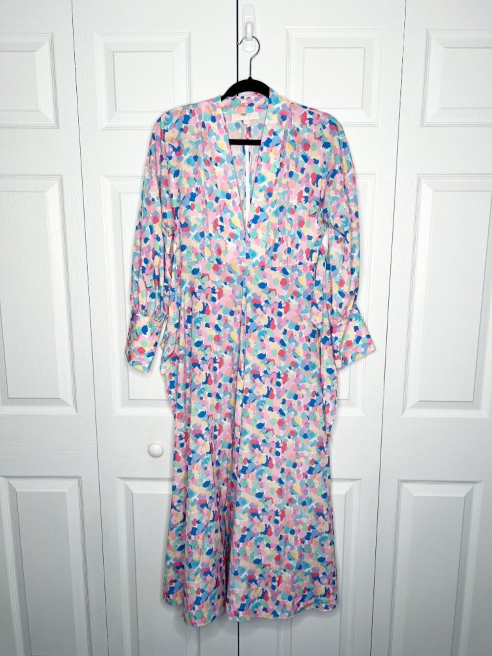 Paloma Blue Bronte Rainbow Printed Crepe Midi Dress Women's Size Small S